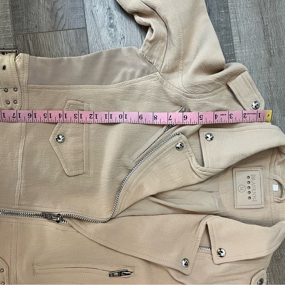 Blank NYC Cream 100% cotton Moto Jacket Asymmetrical Zipper size M EUC - Picture 14 of 16